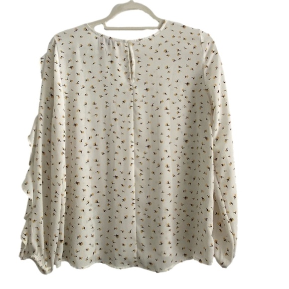 Loft outlet lightweight long sleeve floral print ruffle sleeve blouse size MP - Picture 2 of 9